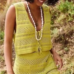 Free People Meirda Crochet Knit Top and Skirt Set